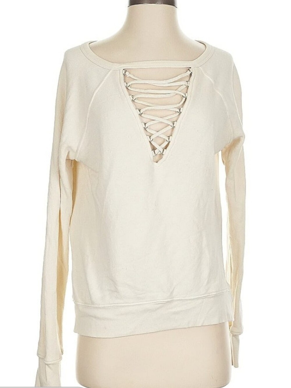 Pam & Gela Taupe Lace-Up Sweatshirt